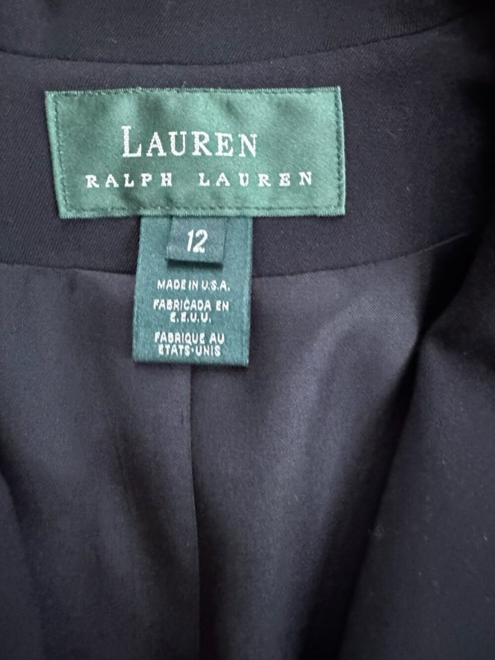 VTG Lauren Ralph Lauren Wool Blazer Crest Logo Gold Buttons Fully Lined Black 12 - Picture 8 of 13